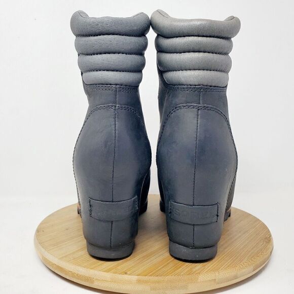 Sorel Boots Womens 7 Conquest Wedge Black Lace Up Hiker Alpine Lug Shoe - Picture 10 of 14